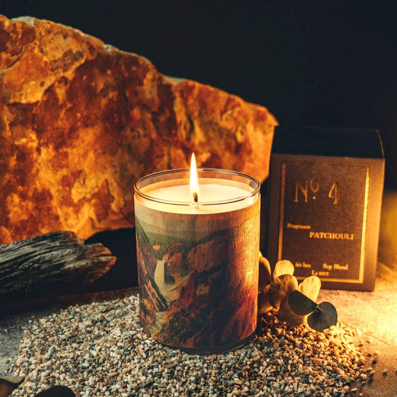 No 4 Patchouli Wood Wrapped Candle