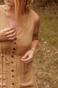 Bohemian Style Bamboo Cotton Button Down Dress, Duster