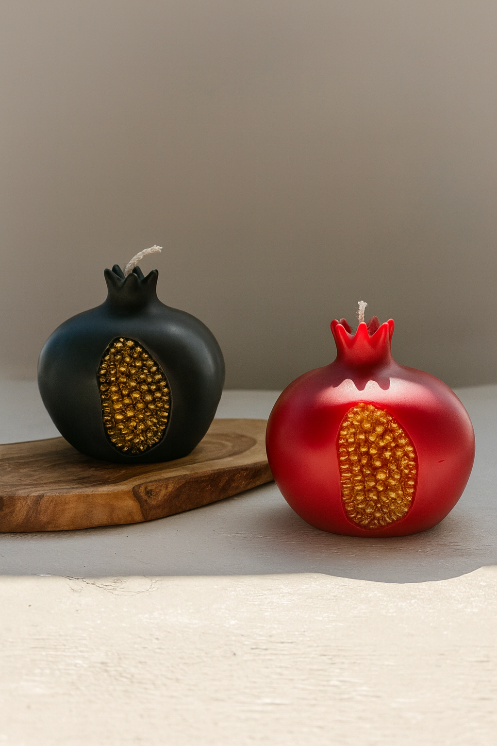 Soy Pomegranate Candle Fruit Decor with Gold or Silver Seeds