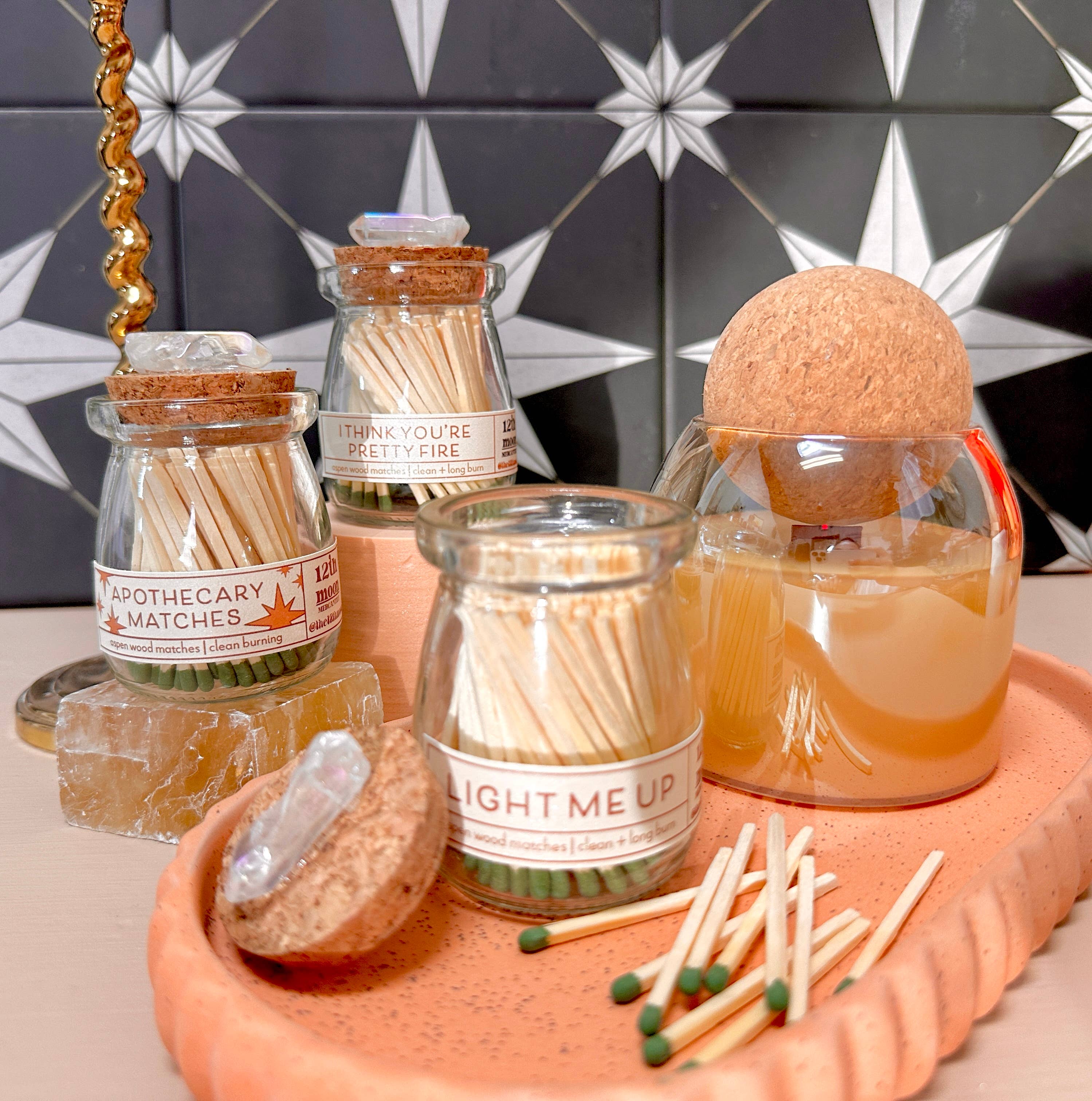 Apothecary Matches - Match Jar - Home Decor - Crystals
