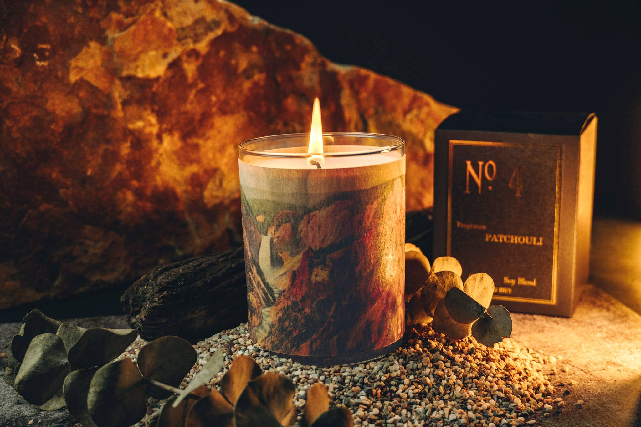 No 4 Patchouli Wood Wrapped Candle