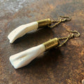 Buffalo Tooth Earrings - White, Shell Casings, Real Teeth