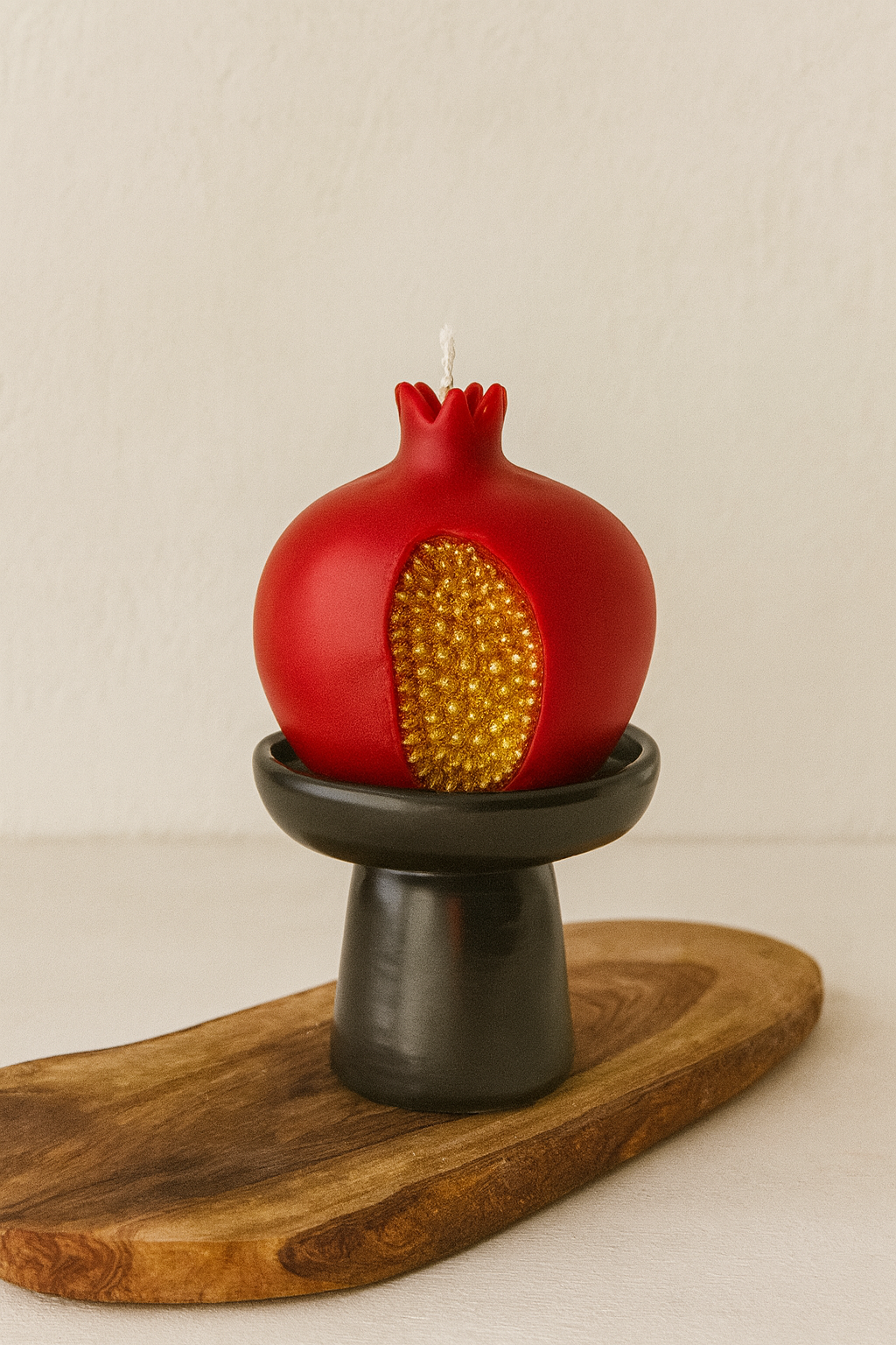 Soy Pomegranate Candle Fruit Decor with Gold or Silver Seeds