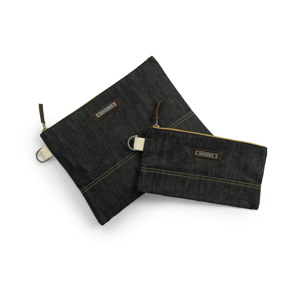 Neelum Zippered Pouches - Large & Small, Denim
