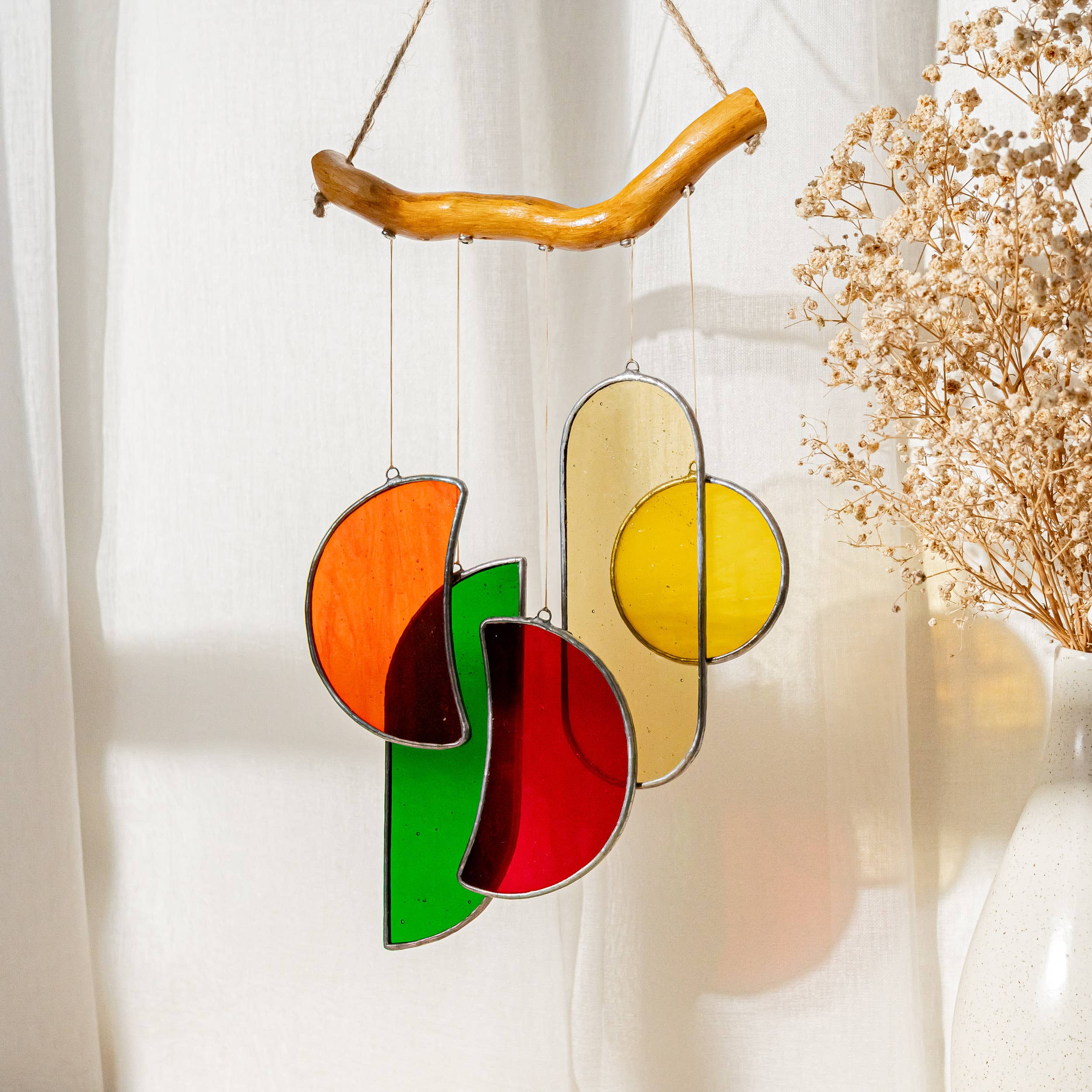 Stained Glass Window Wind Chime Decor F88