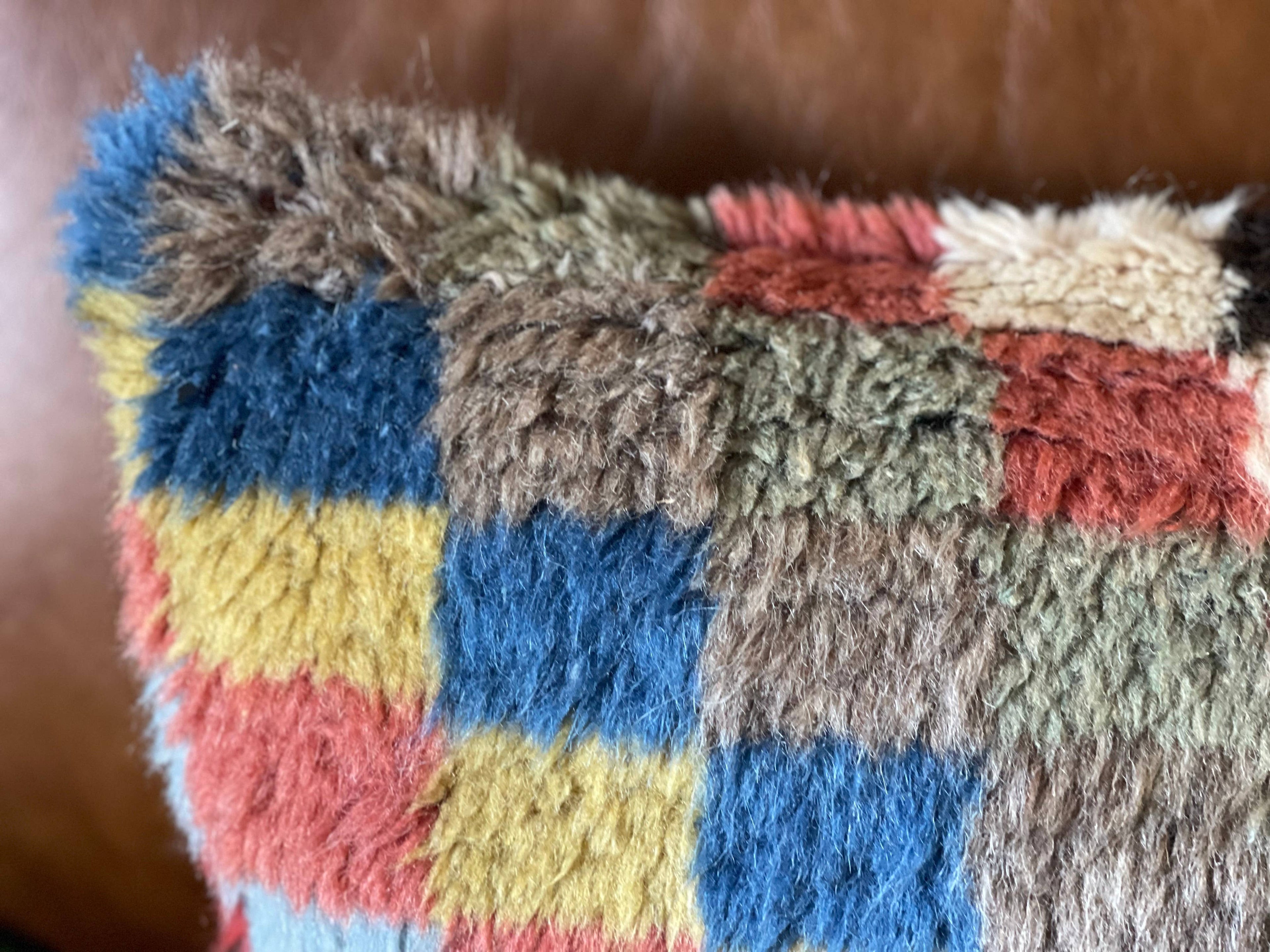 Checkered Vintage Turkish Rug Lumbar Pillow | 16x24