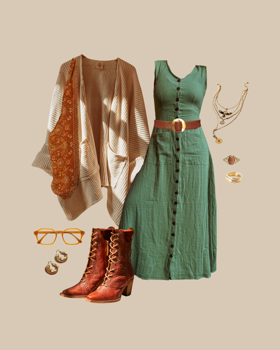 Bohemian Style Bamboo Cotton Button Down Dress, Duster