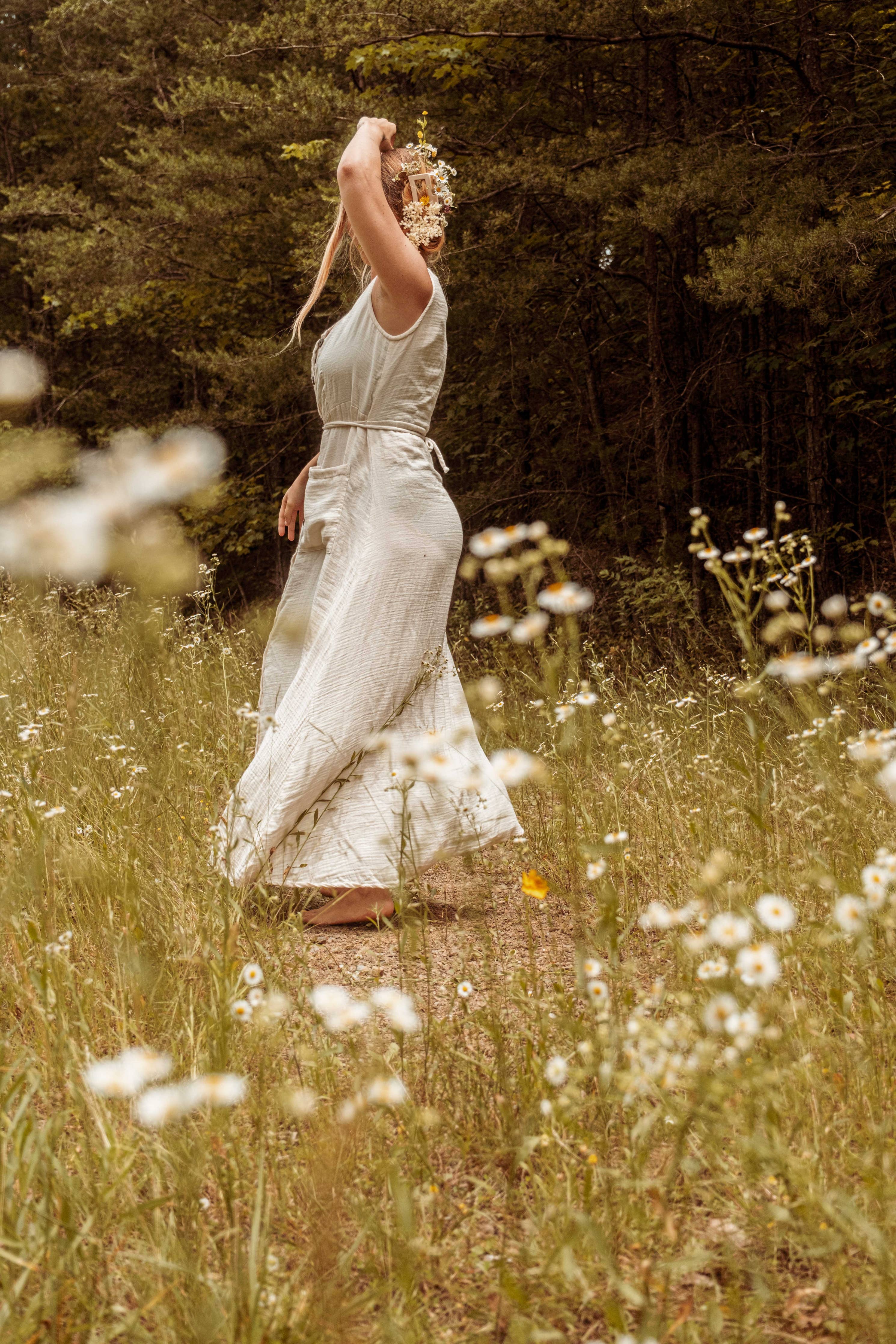 Bohemian Style Bamboo Cotton Button Down Dress, Duster