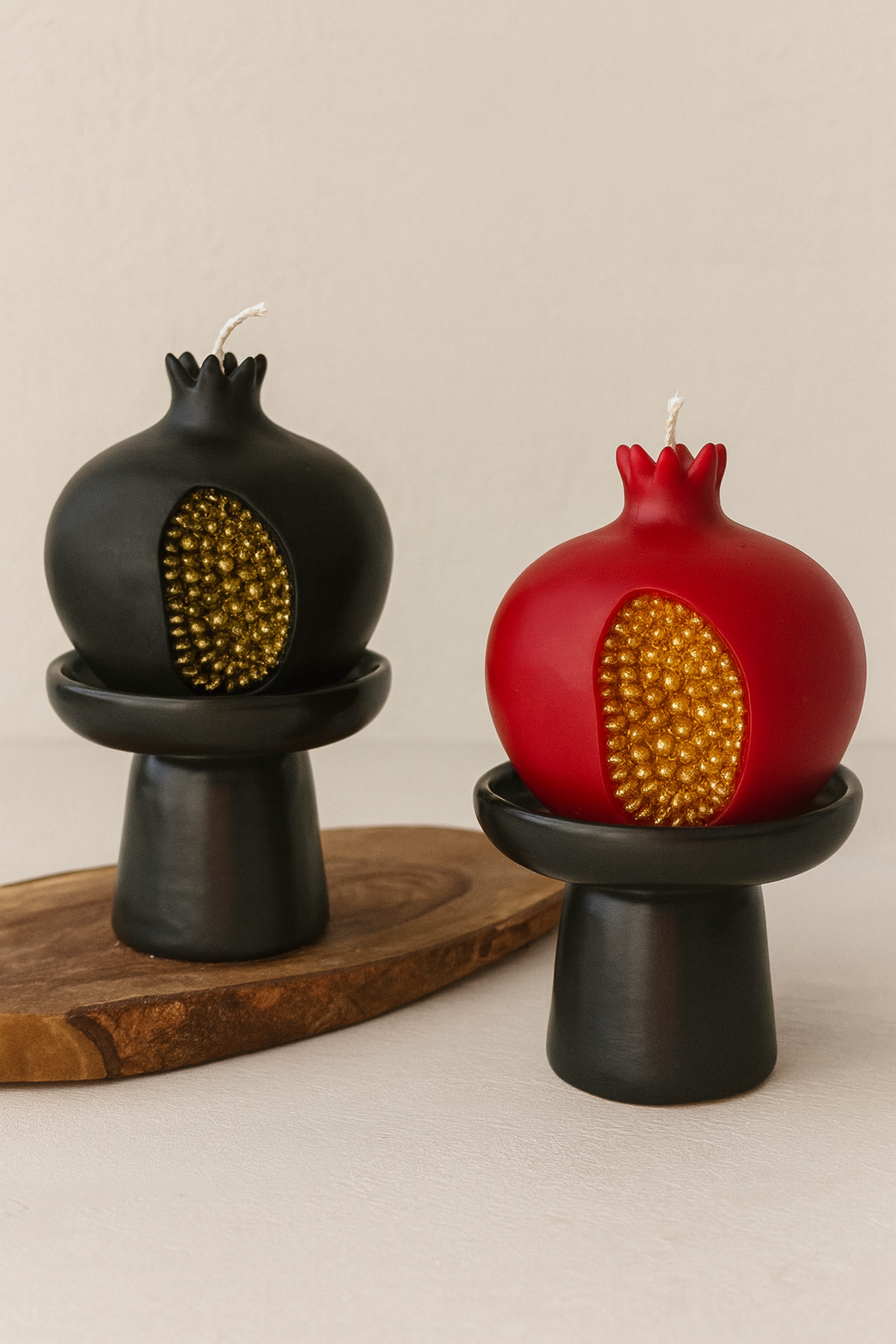 Soy Pomegranate Candle Fruit Decor with Gold or Silver Seeds