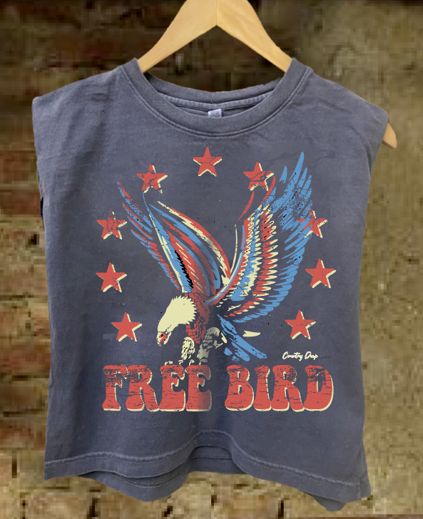 Free Bird 22 vintage Boxy Midriff Muscle top