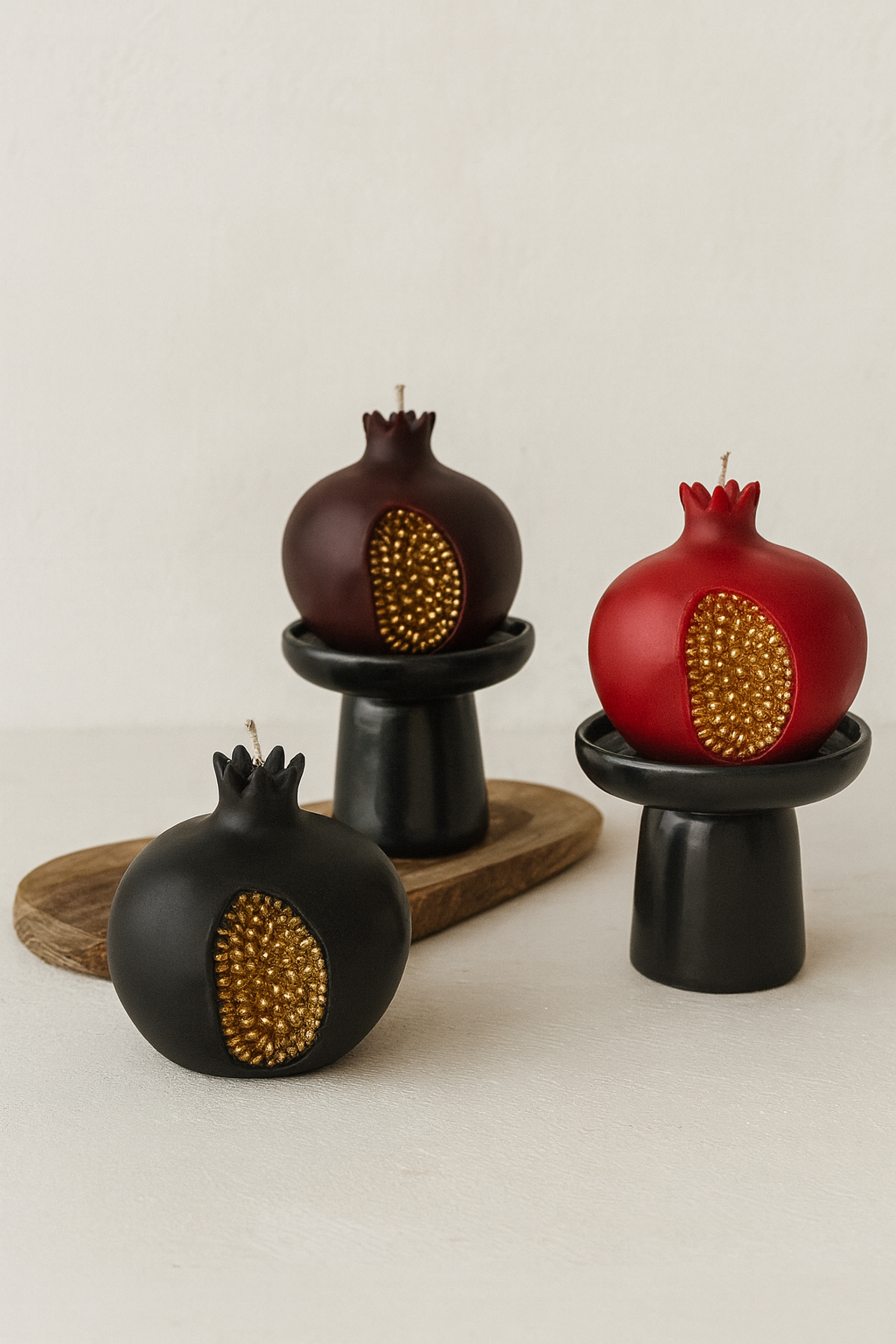 Soy Pomegranate Candle Fruit Decor with Gold or Silver Seeds