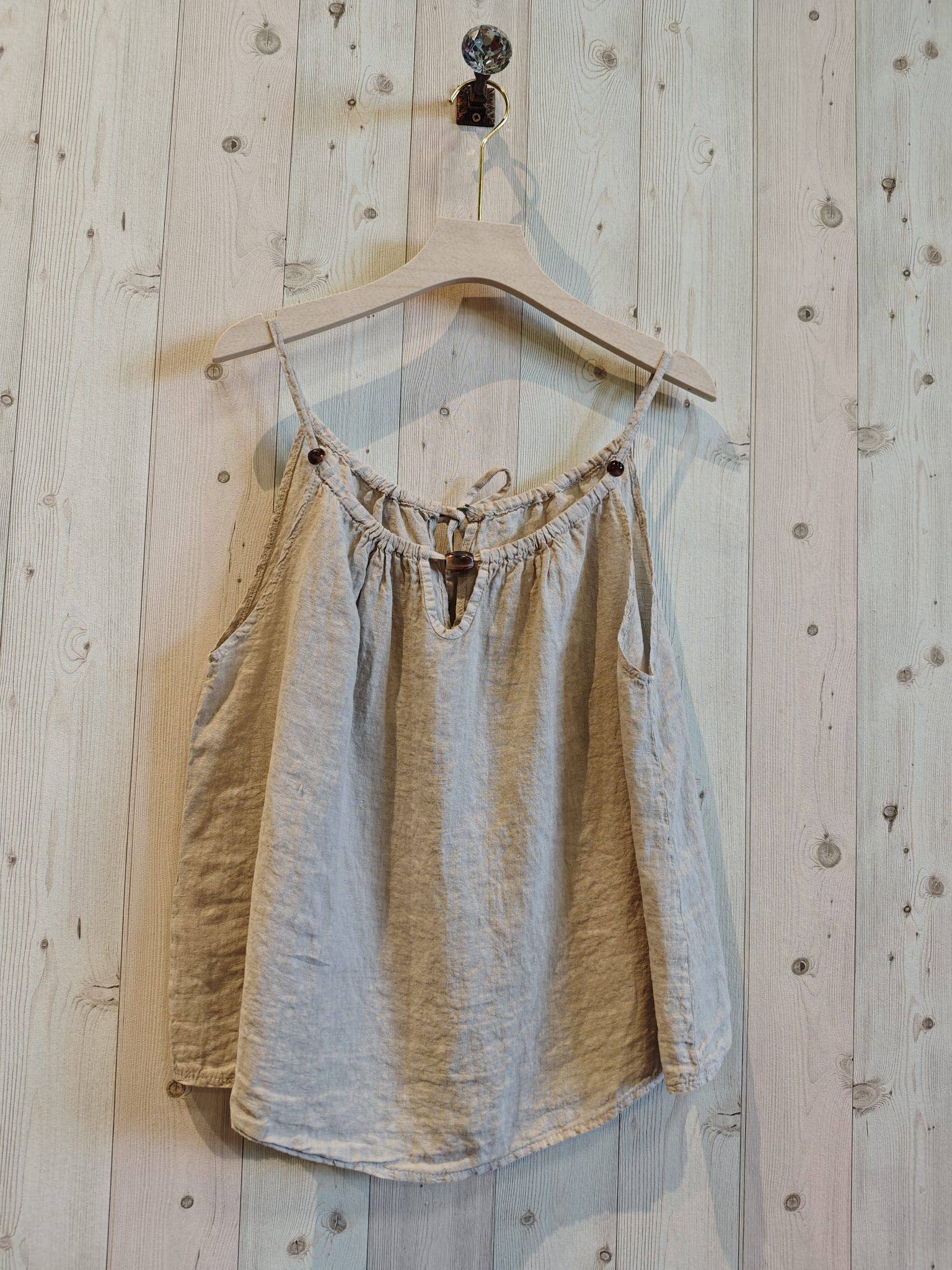 Ref-18039 STRAP TOP 100% LINEN