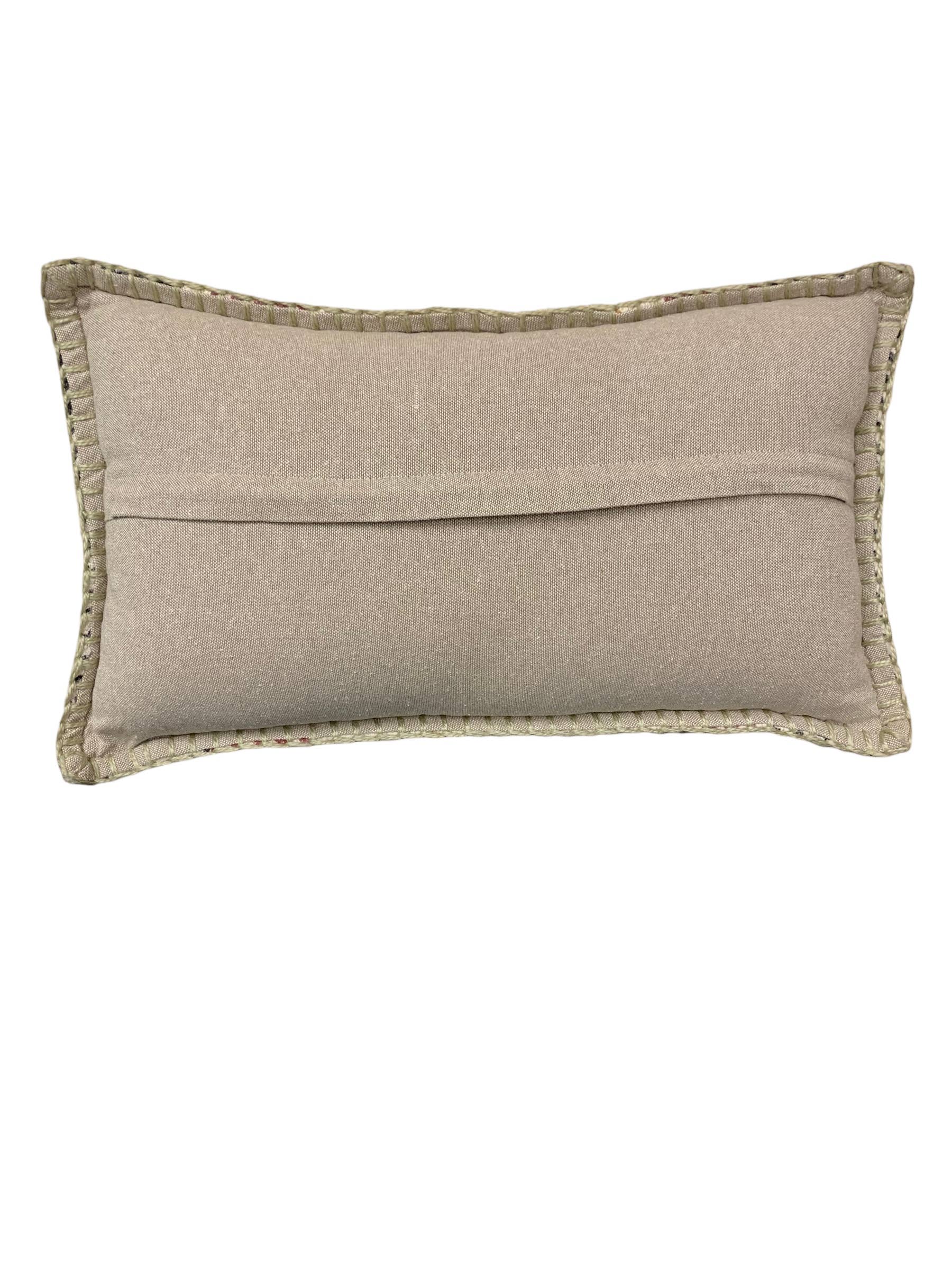 Mustard, Burgundy & Grey Cotton Canvas Lumbar Pillow