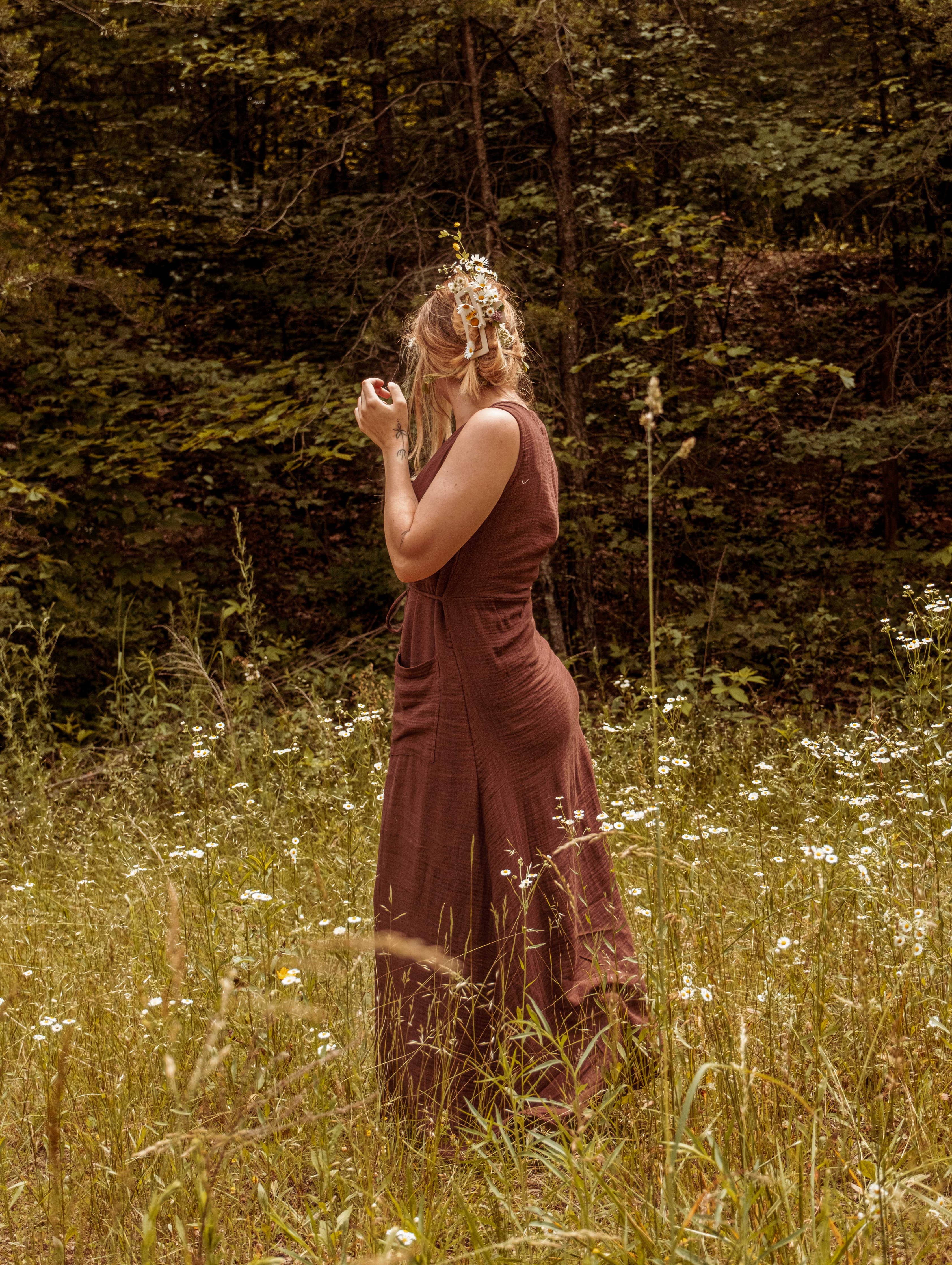 Bohemian Style Bamboo Cotton Button Down Dress, Duster