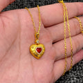 Red Zircon Rhinestone Heart Charm18K Gold-plated Necklace