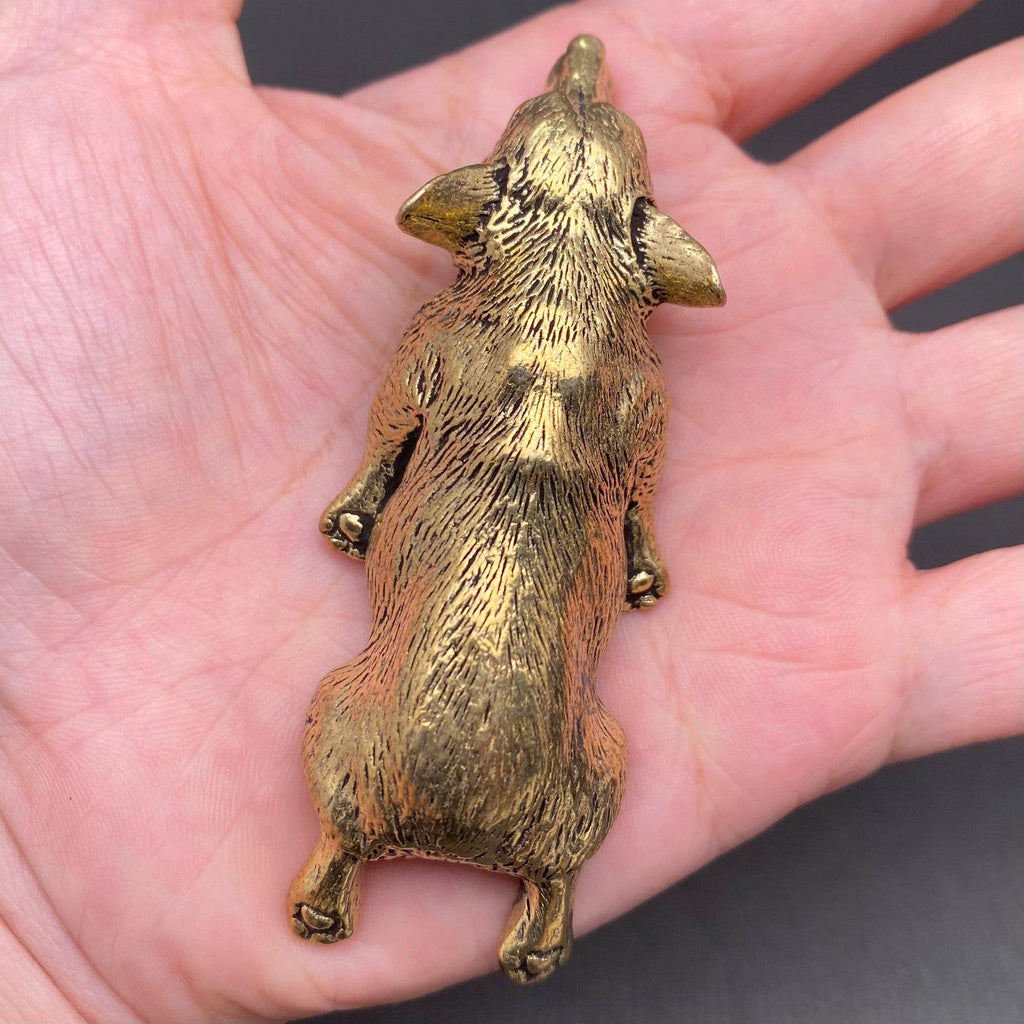 Brass Corgi Dog Lying Down Crafts Desktop Ornaments