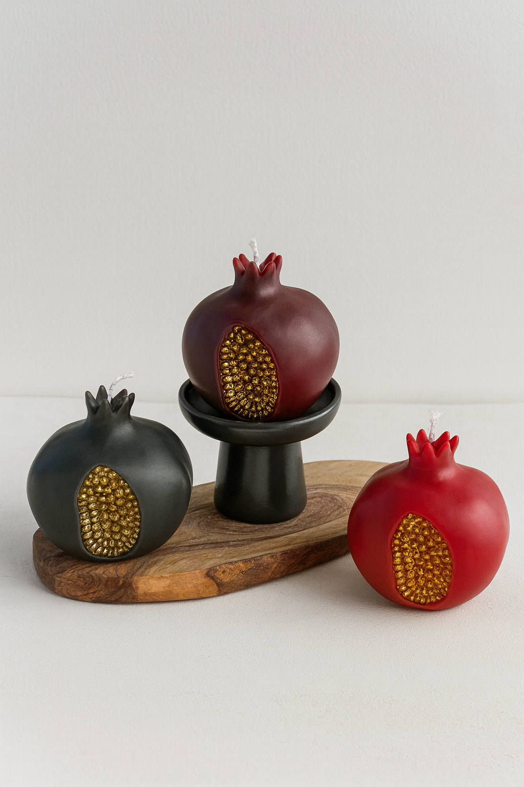 Soy Pomegranate Candle Fruit Decor with Gold or Silver Seeds