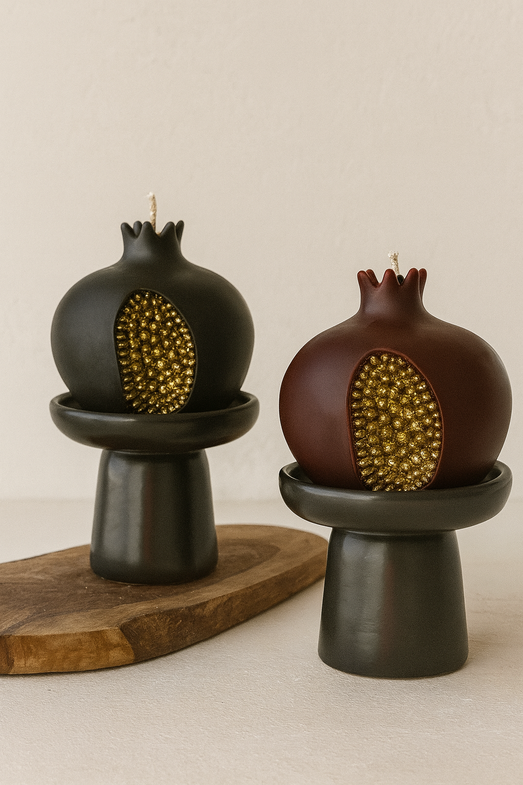 Soy Pomegranate Candle Fruit Decor with Gold or Silver Seeds
