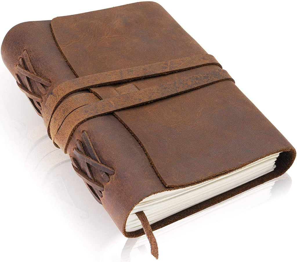 TUZECH Classic Vintage Leather Journal Notebook Rustic Handmade Vintage Leather Bound Journals for Men and Women - Kraft Lined Paper Leather Book Diary Pocket Notebook With line (8" x 6" Inches)