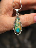 Royston Turquoise Sterling Silver Pendant on a Sterling Snake Chain