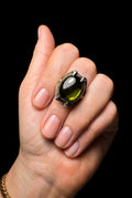 Sterling Serpent & Stone Ring (size 8.5)