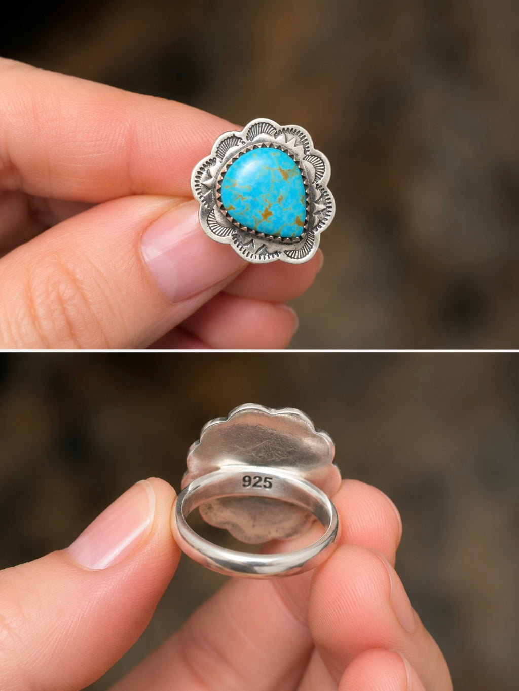 Desert Blossom Turquoise Sterling Silver Ring (size 6)