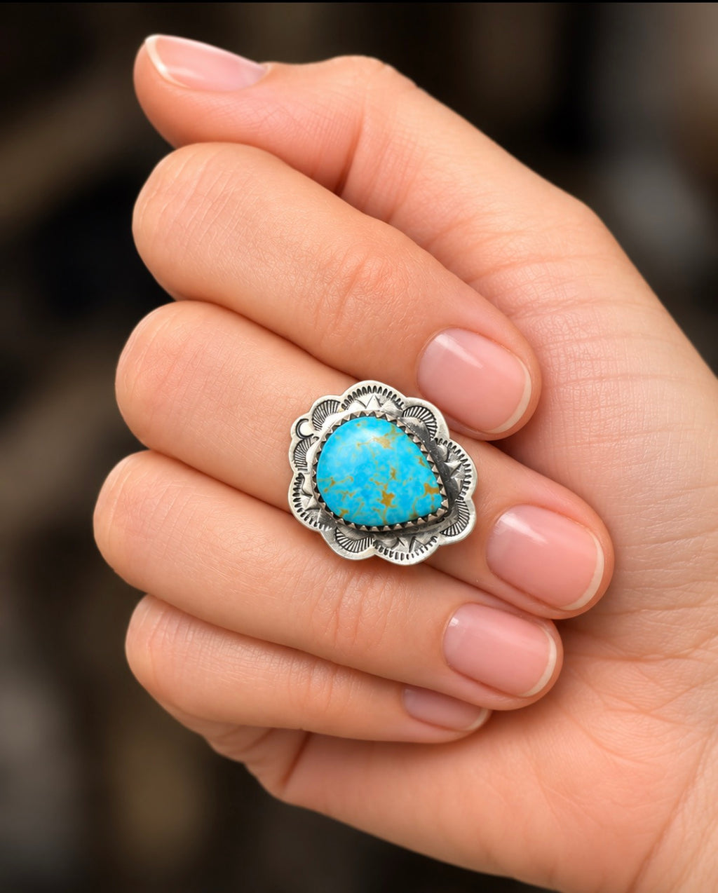 Desert Blossom Turquoise Sterling Silver Ring (size 6)