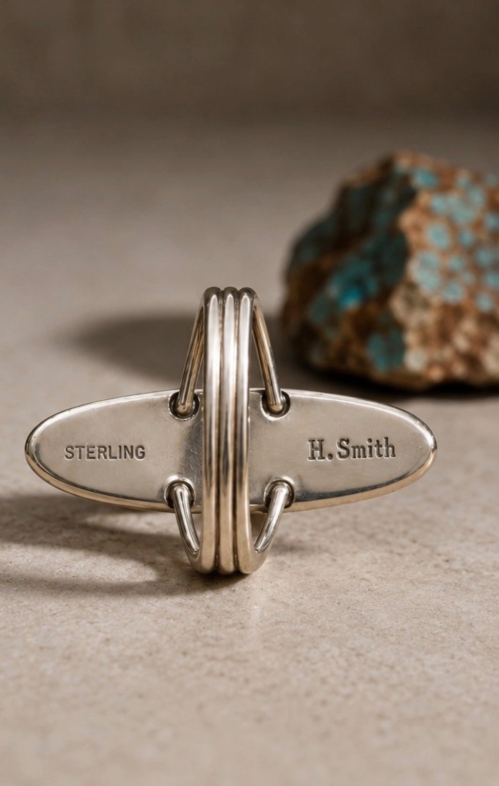 Harold Smith Sterling Turquoise & Spiny Oyster Ring Size 8