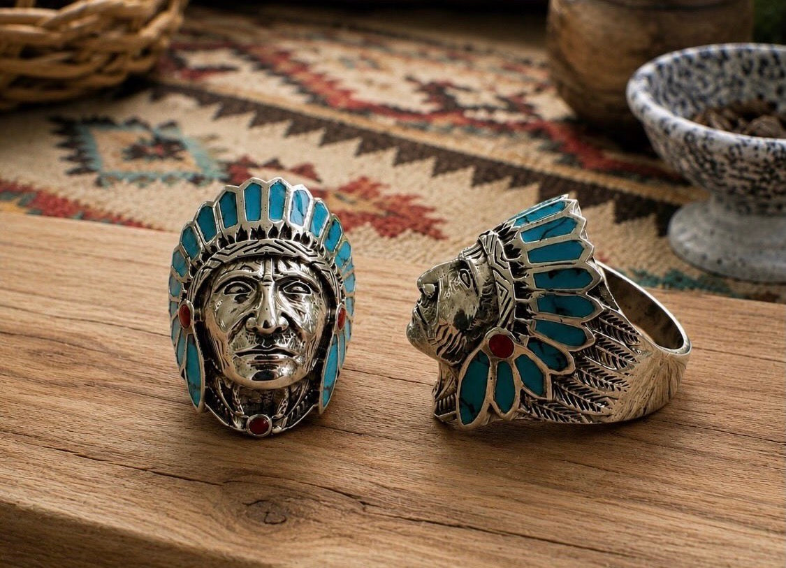 Sterling Silver & Turquoise Chief Ring (size 11)