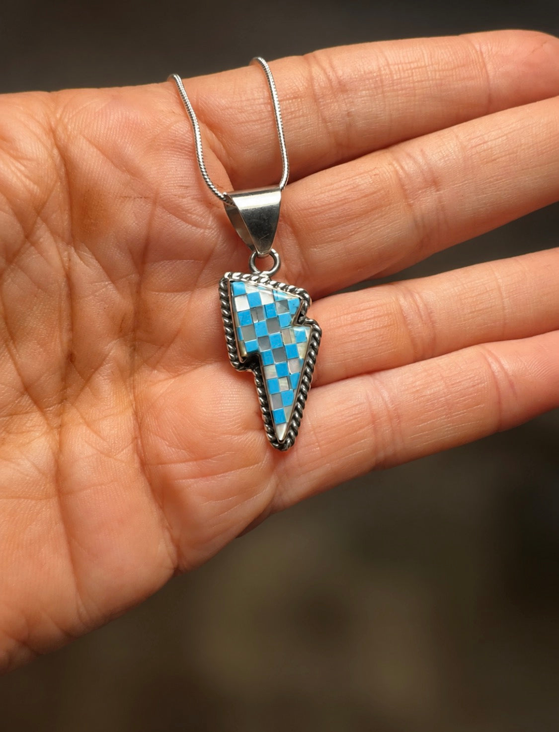 Handcrafted Sterling Silver Lightning Bolt Pendant on Sterling Snake Chain