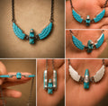 Articulating Turquoise Sterling Silver T-Bird Necklace~makers mark BL