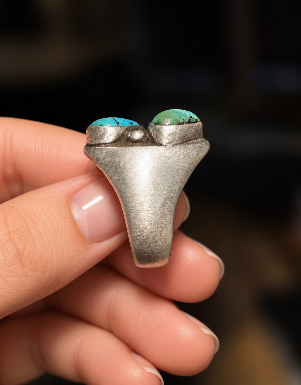 Vintage Southwestern Turquoise Silver Ring | Handcrafted Statement Ring Size 11.5