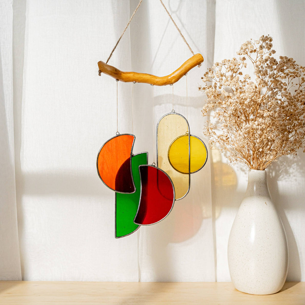 Stained Glass Window Wind Chime Decor F88