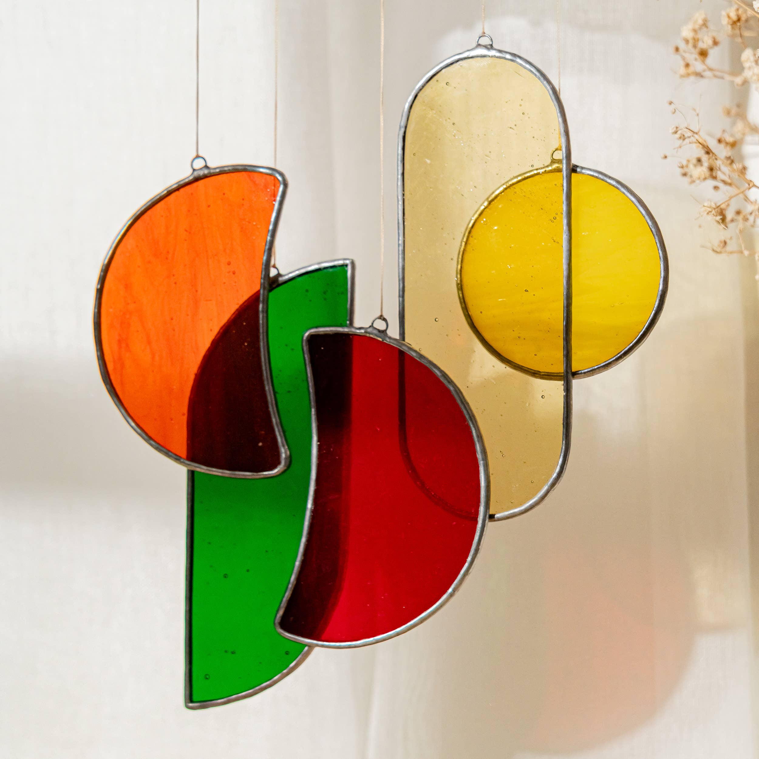 Stained Glass Window Wind Chime Decor F88