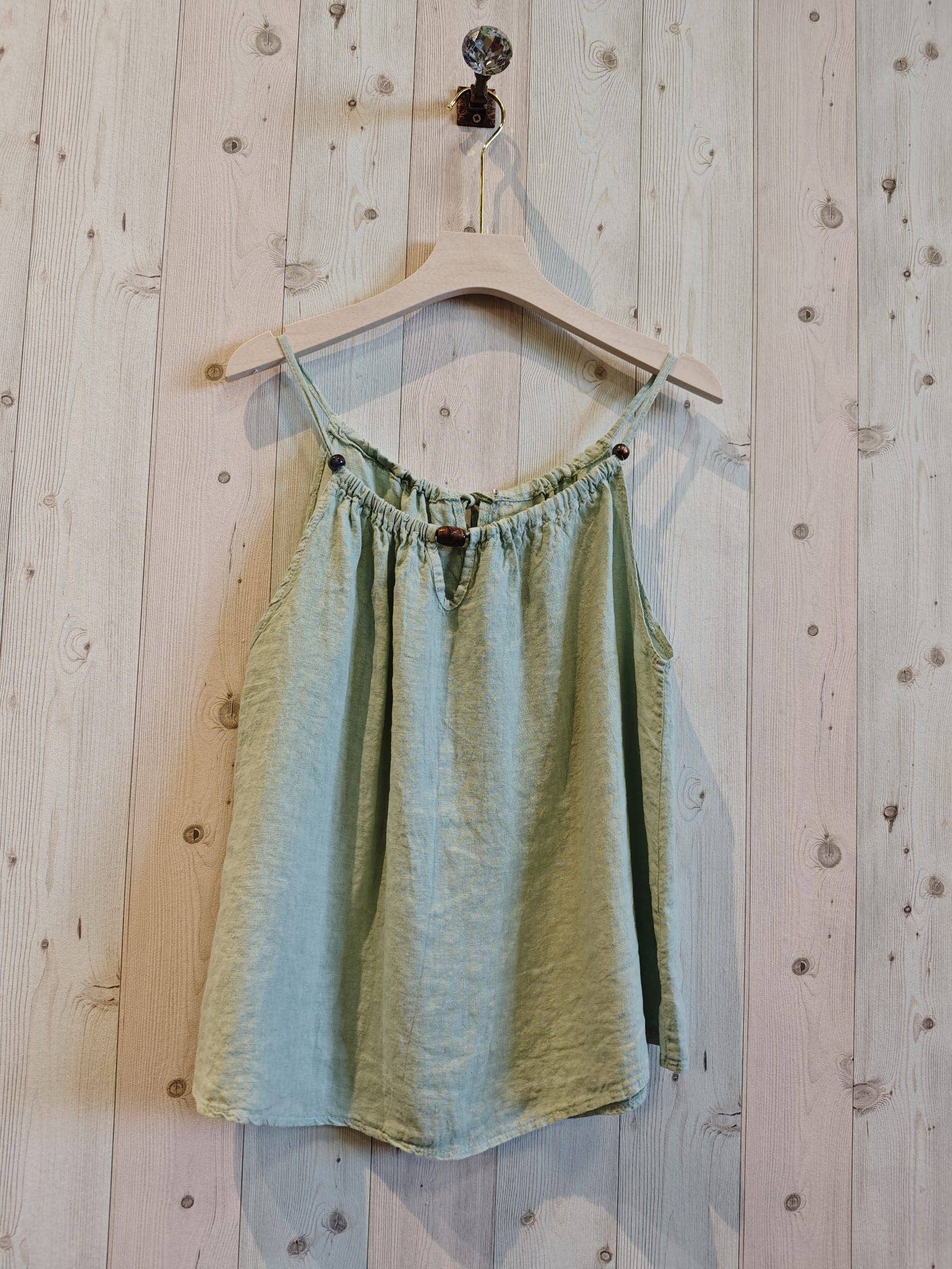 Ref-18039 STRAP TOP 100% LINEN