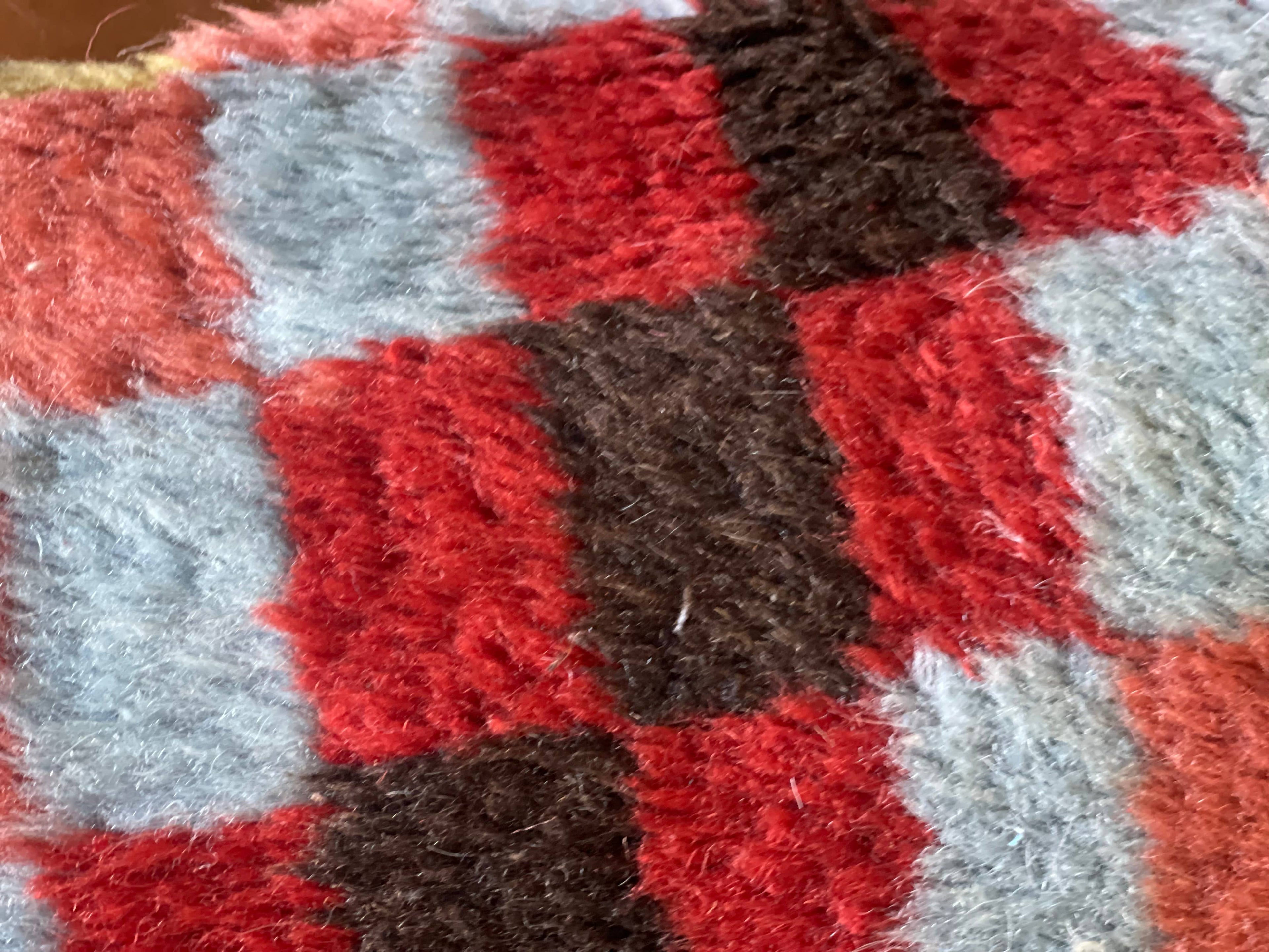 Checkered Vintage Turkish Rug Lumbar Pillow | 13x32