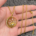 18K Golden Hollow Sun Moon Brightness Charm Necklace -FGS/MS