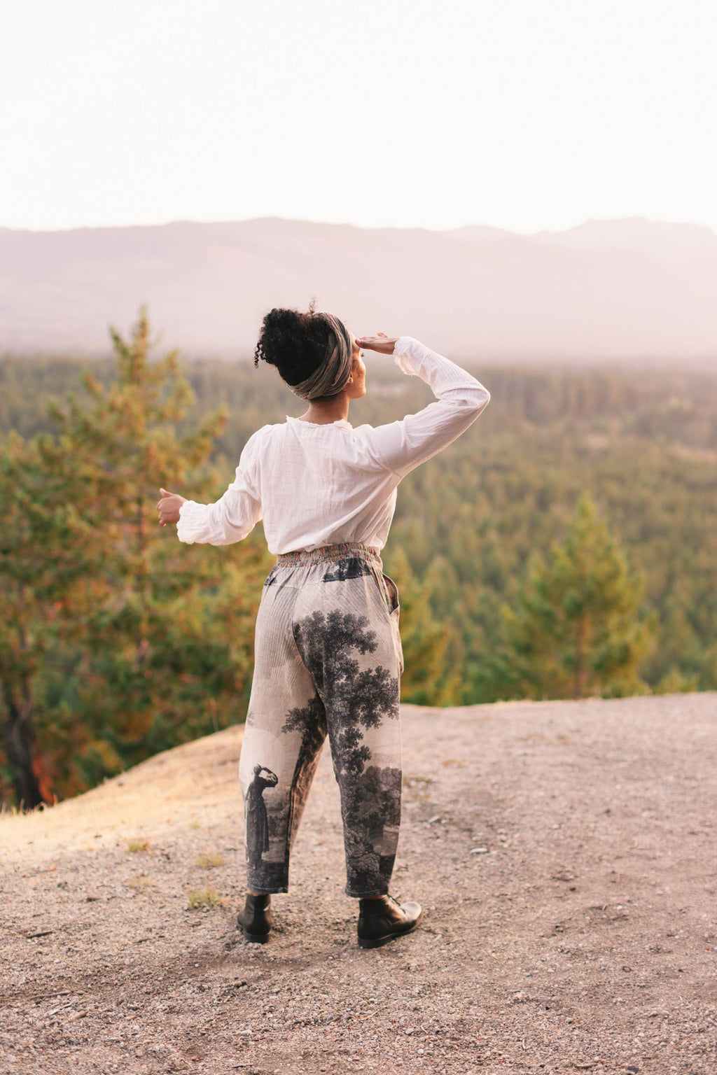 Still I Rise Linen Cropped Artist Pant w/ Sunrise, Woman