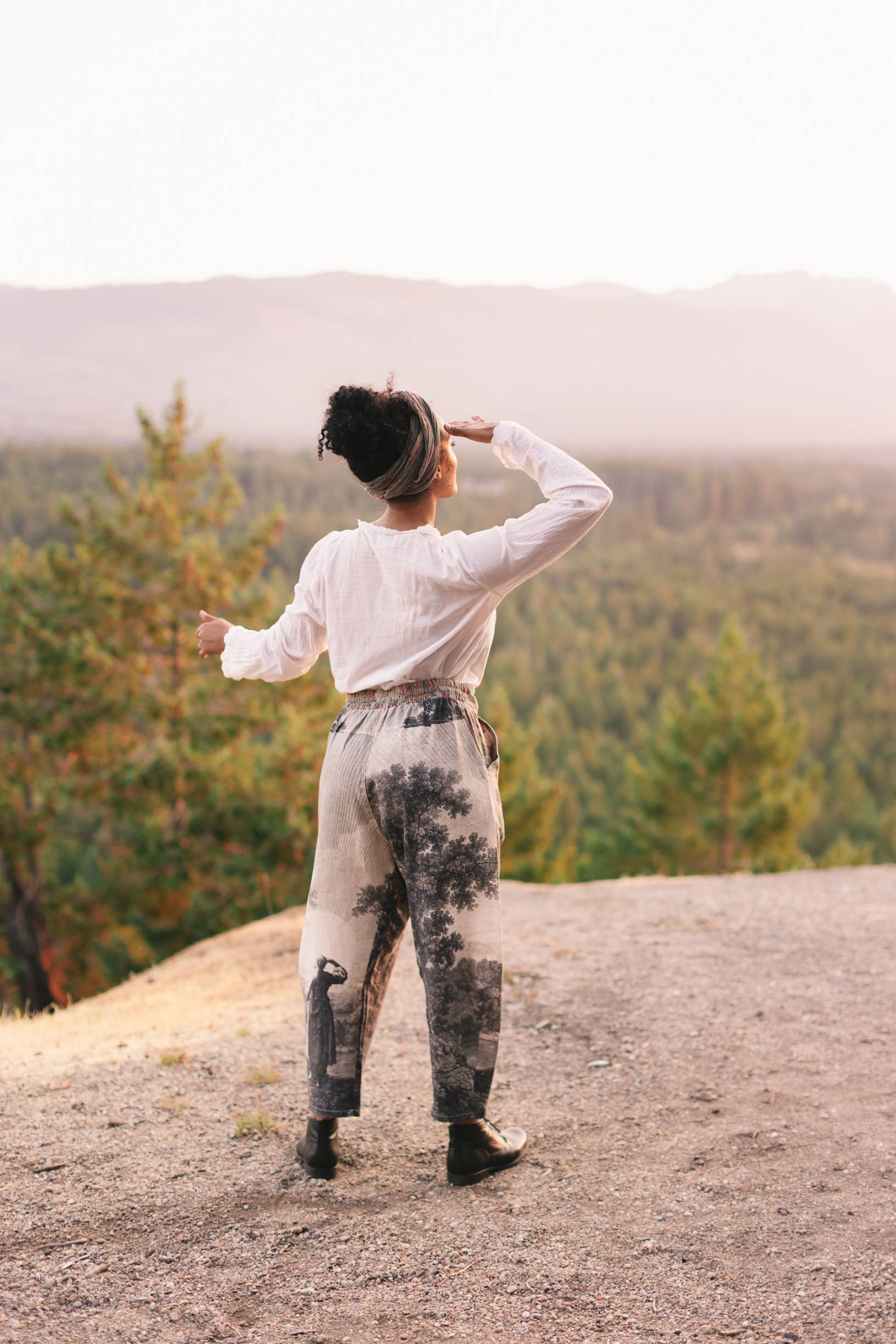 Still I Rise Linen Cropped Artist Pant w/ Sunrise, Woman