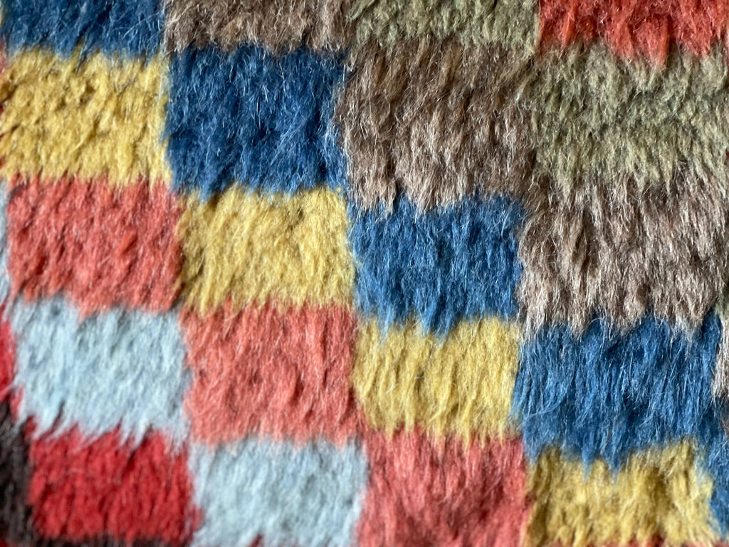 Checkered Vintage Turkish Rug Lumbar Pillow | 16x24