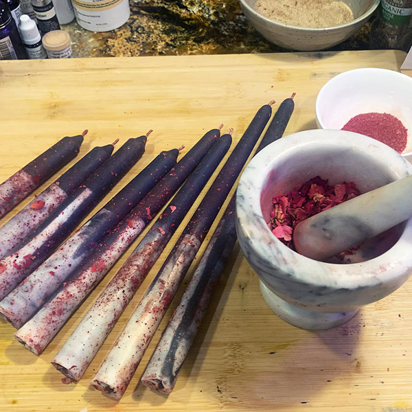 Herb-Infused Intention Candles – Soy & Beeswax Tapers