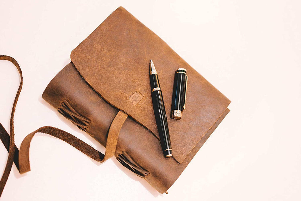 TUZECH Classic Vintage Leather Journal Notebook Rustic Handmade Vintage Leather Bound Journals for Men and Women - Kraft Lined Paper Leather Book Diary Pocket Notebook With line (8" x 6" Inches)