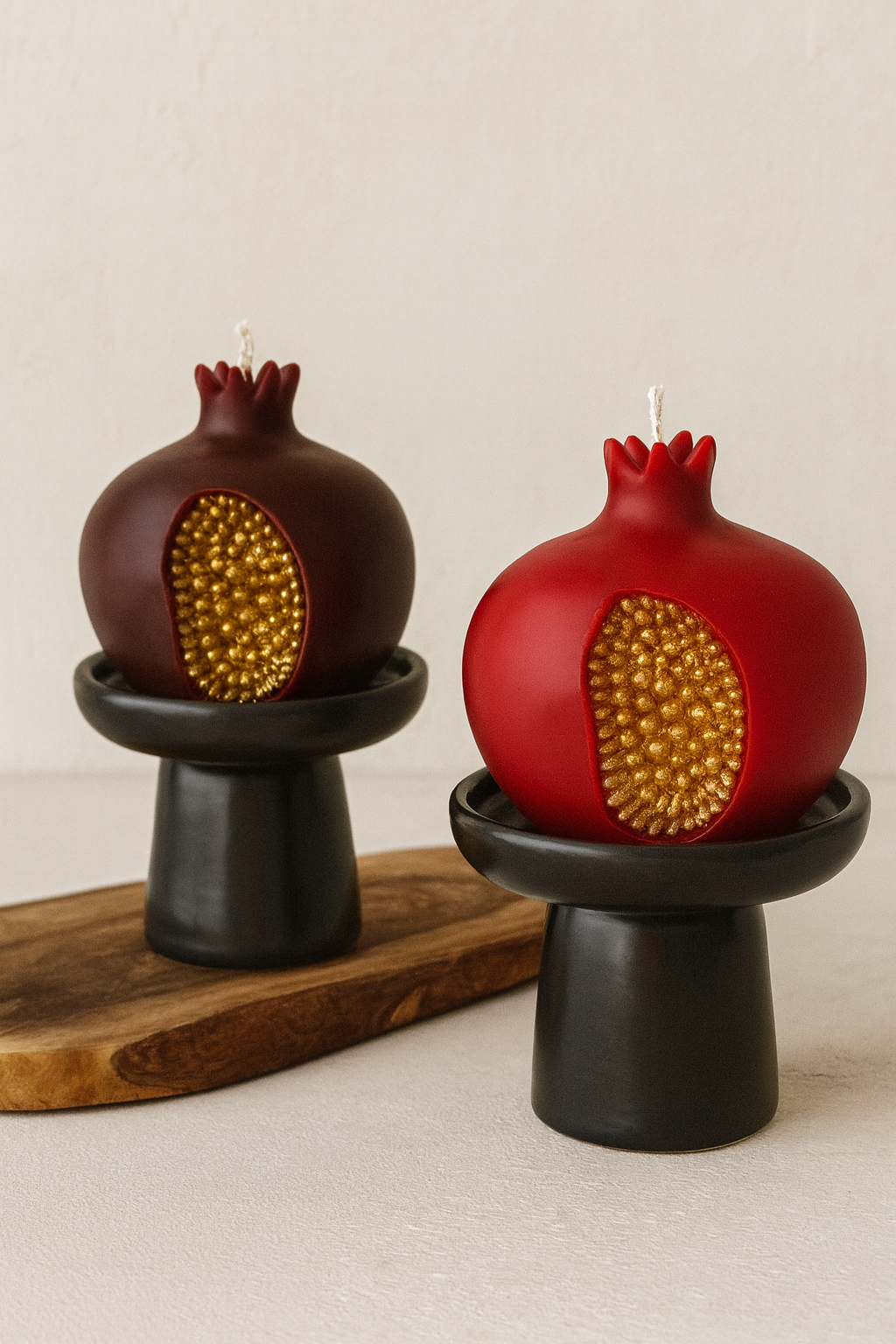 Soy Pomegranate Candle Fruit Decor with Gold or Silver Seeds
