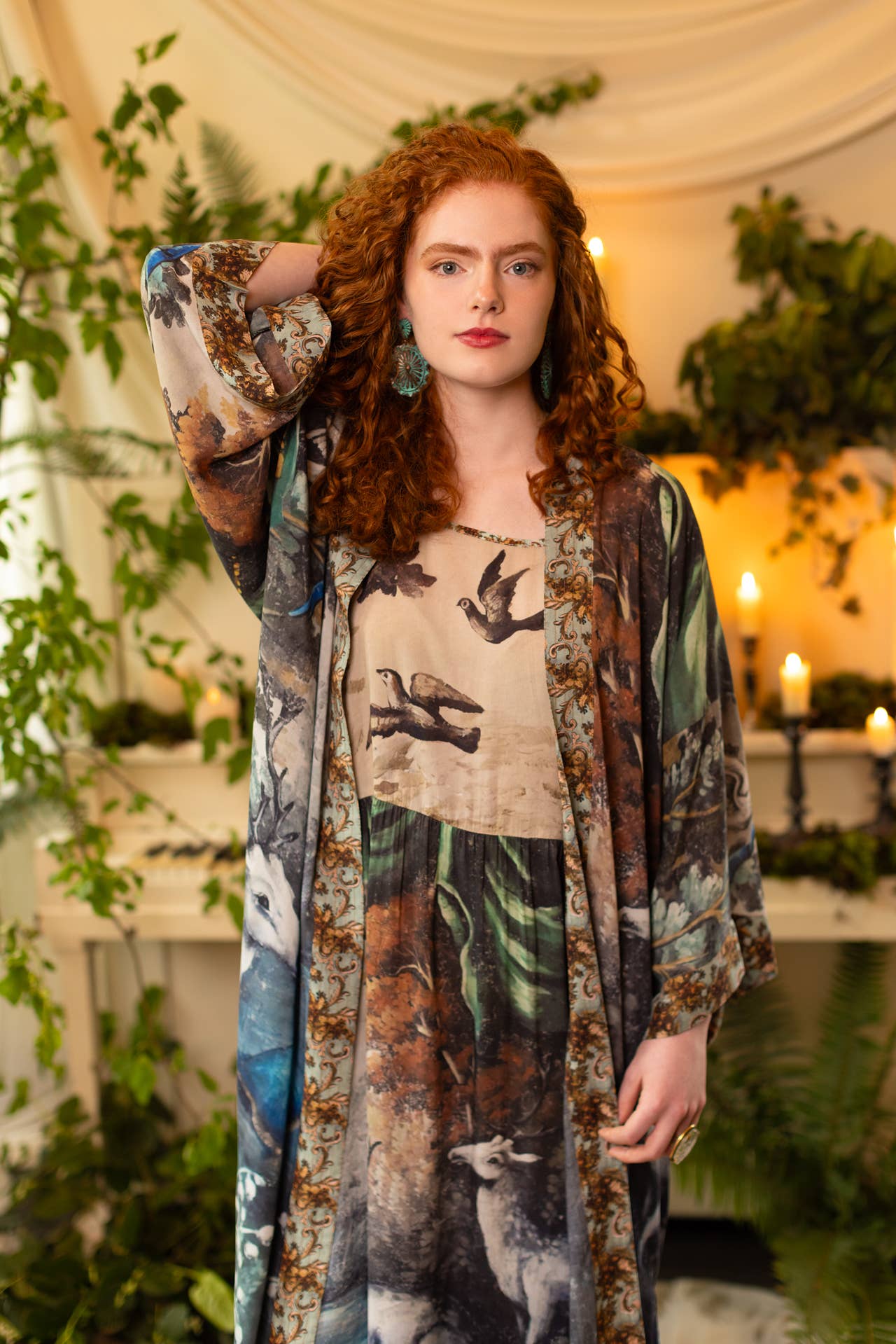 Theatre of Dreams Bohéme Long Maxi Slip Dress with Deer