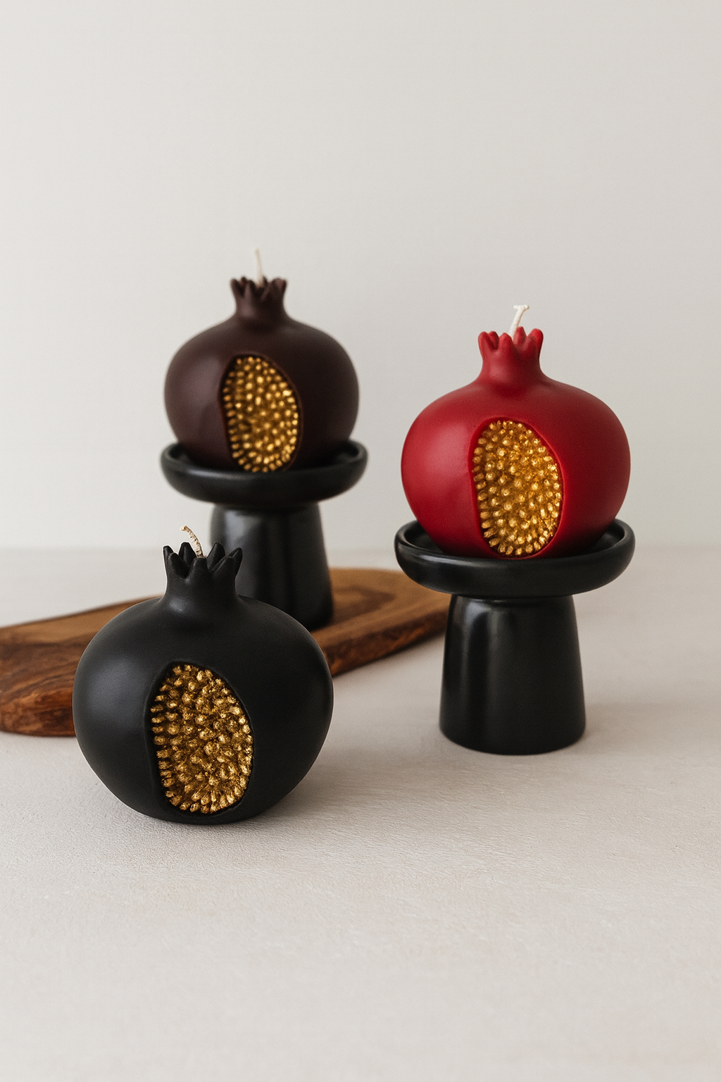 Soy Pomegranate Candle Fruit Decor with Gold or Silver Seeds