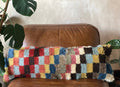 Checkered Vintage Turkish Rug Lumbar Pillow | 13x32