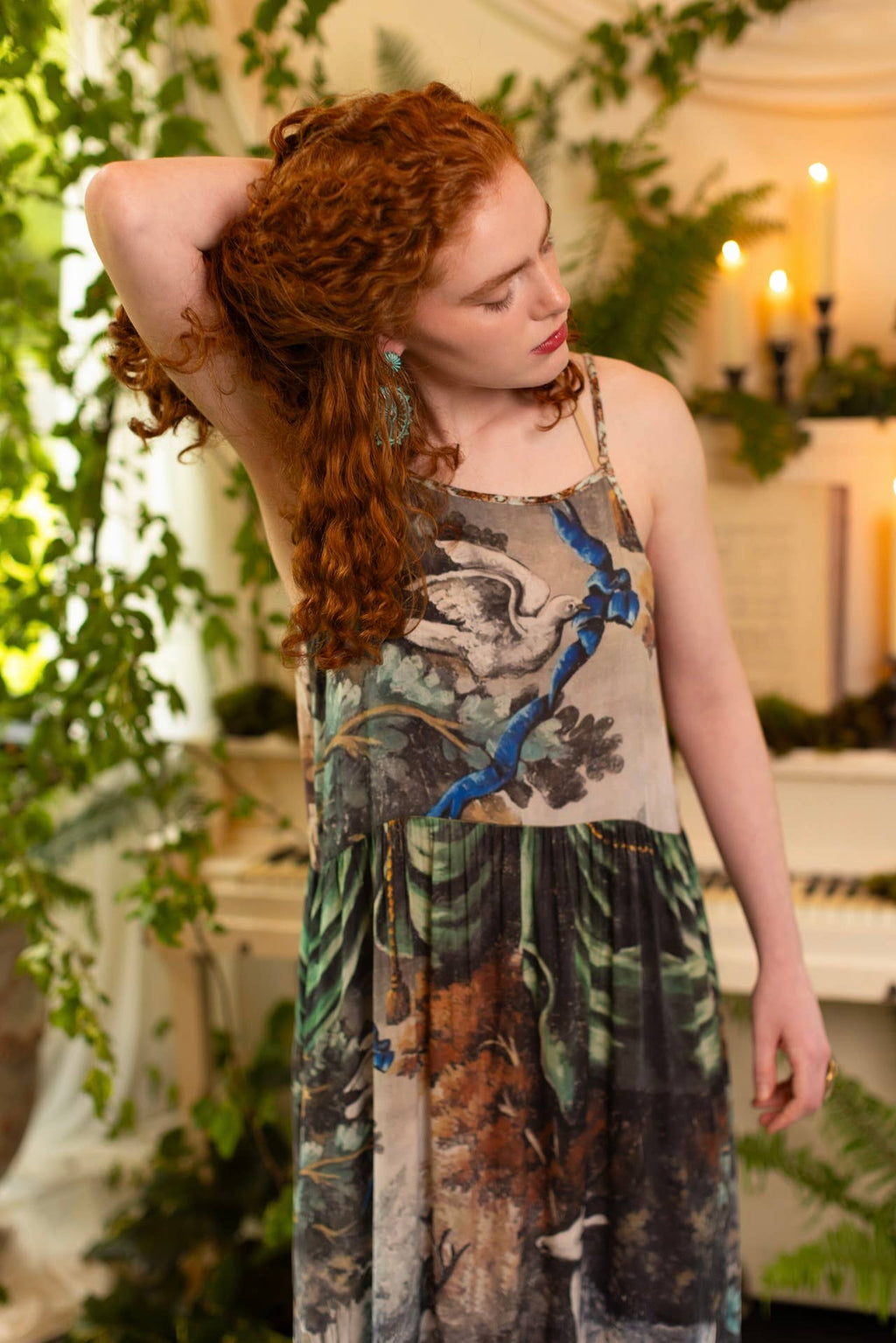 Theatre of Dreams Bohéme Long Maxi Slip Dress with Deer