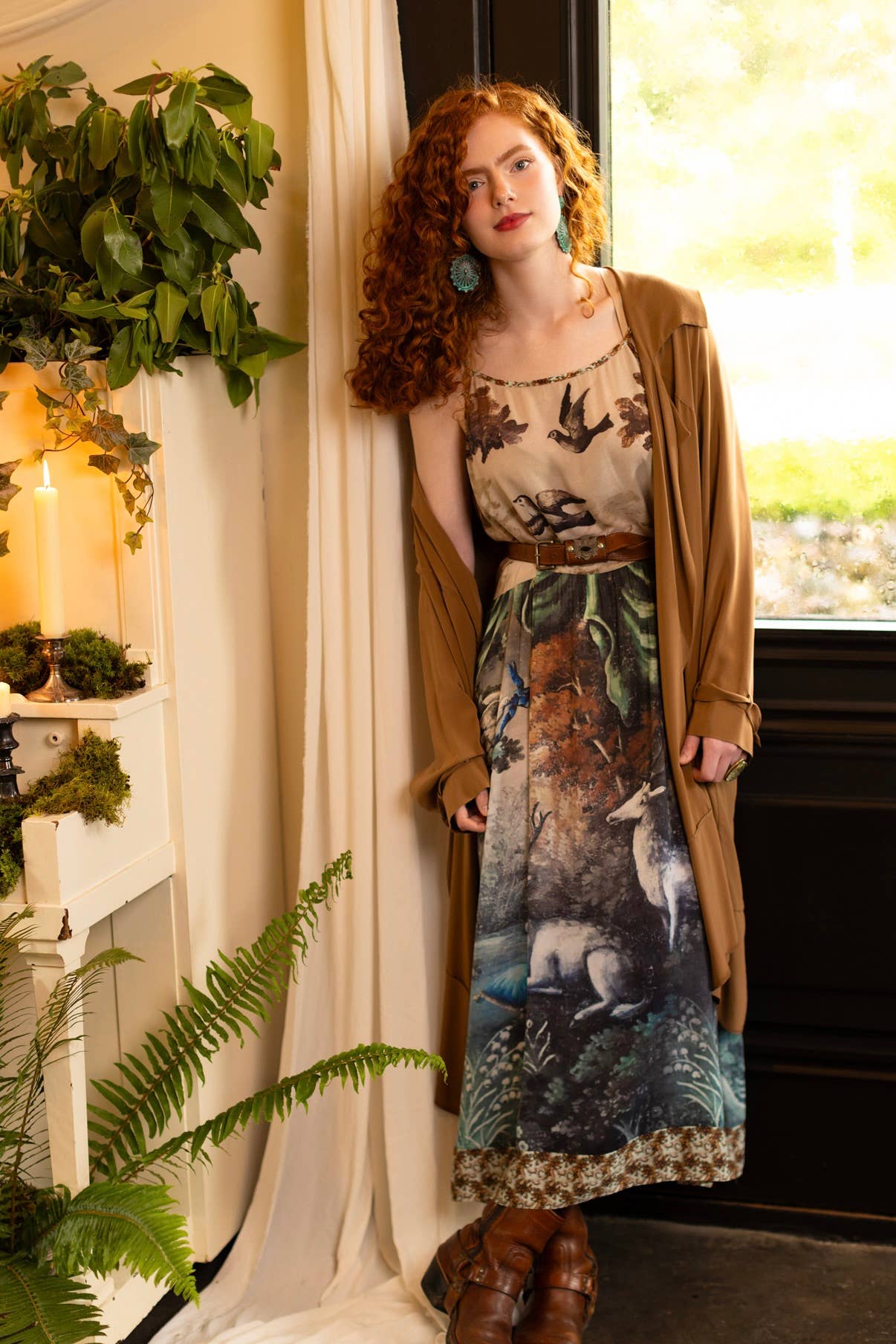 Theatre of Dreams Bohéme Long Maxi Slip Dress with Deer