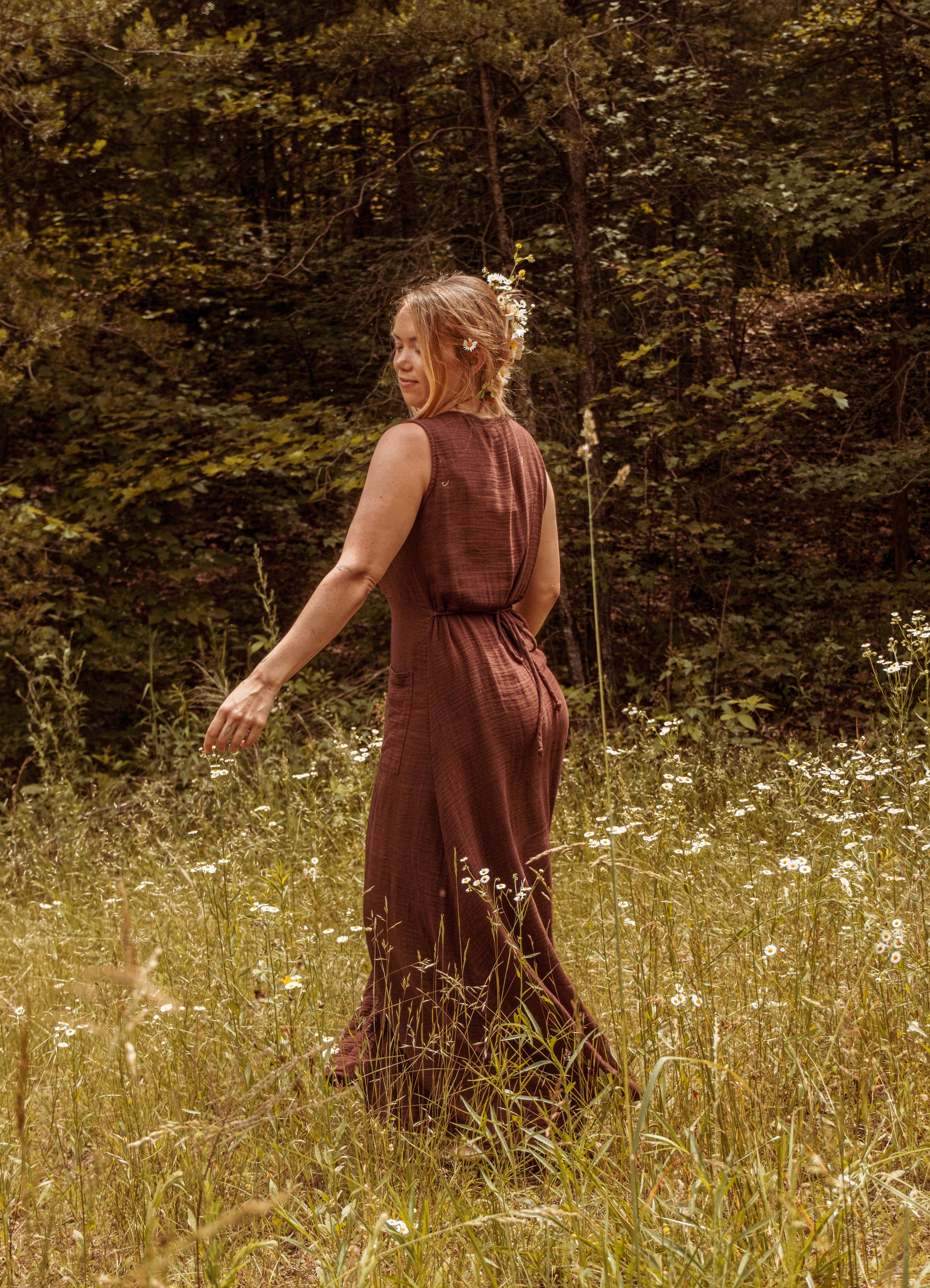 Bohemian Style Bamboo Cotton Button Down Dress, Duster