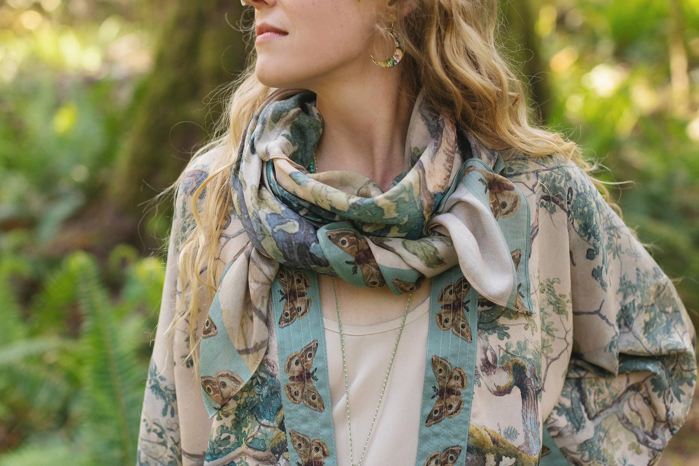 Earth & Sky Scarf with Tree Print
